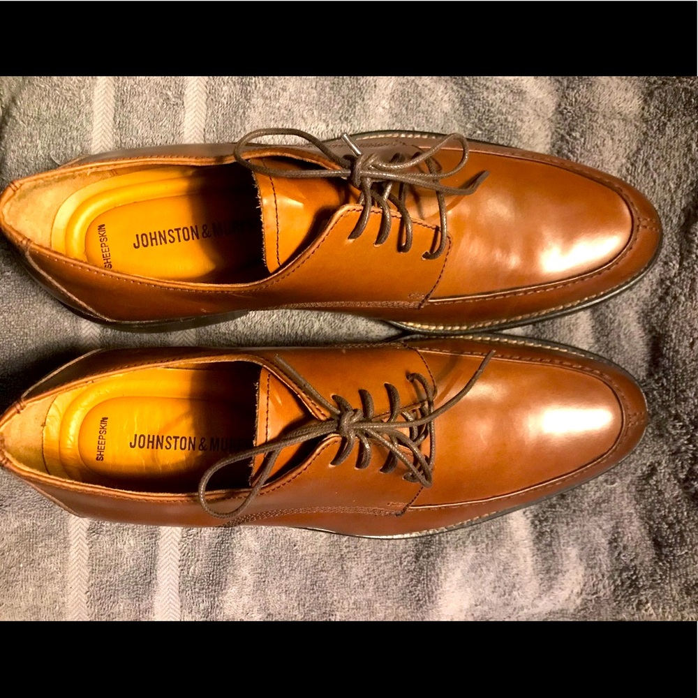 Johnston & Murphy Stockton Plain Toe Men's Shoes Tan :